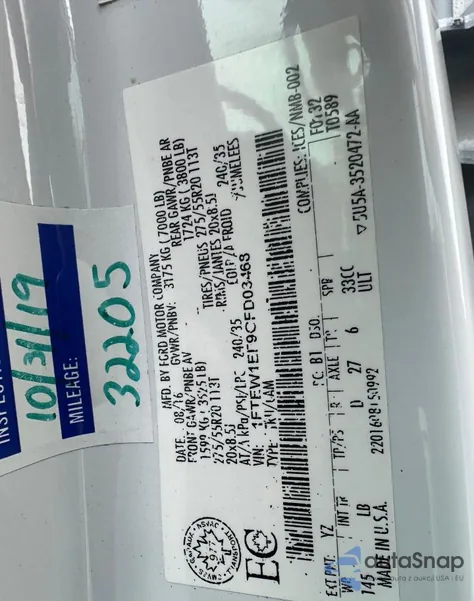 2016 Ford F150 Supercrew z USA, uszkodzony, nr VIN 1FTEW1EF9GFD03468